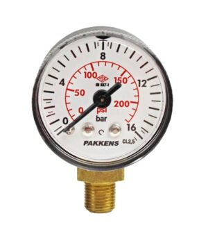 PAKKENS Alt Bağlantılı Manometre Ø40 mm 0-16 Bar