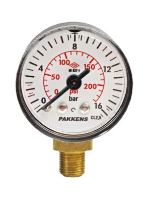 PAKKENS Alt Bağlantılı Manometre Ø40 mm 0-16 Bar