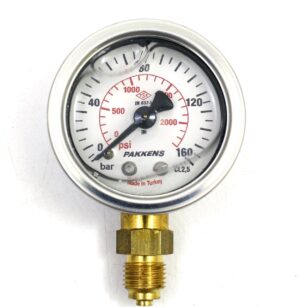PAKKENS Alt Bağlantılı Gliserinli Manometre Ø63 mm 0-160 Bar