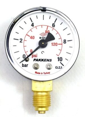 PAKKENS Alt Bağlantılı Manometre Ø63 mm 0-10 Bar 1/4''