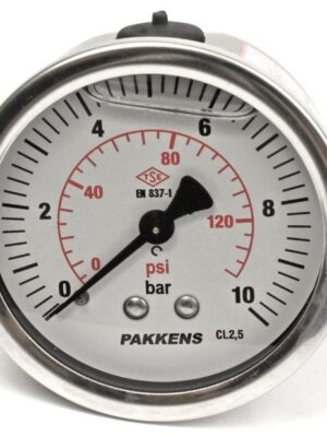 PAKKENS Arka Bağlantılı Gliserinli Manometre Ø50mm 10 Bar