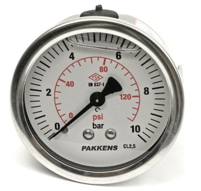 PAKKELS Arka Bağlantılı Gliserinli Manometre Ø63 mm 10 Bar