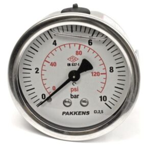 PAKKENS Arka Bağlantılı Gliserinli Manometre Ø50mm 10 Bar