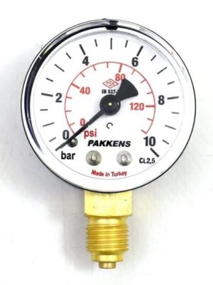 PAKKENS Alt Bağlantılı Manometre Ø50mm 10 Bar