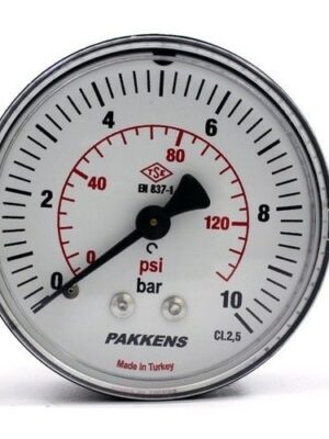 PAKKENS Arka Bağlantılı Manometre Ø40 mm 10 Bar