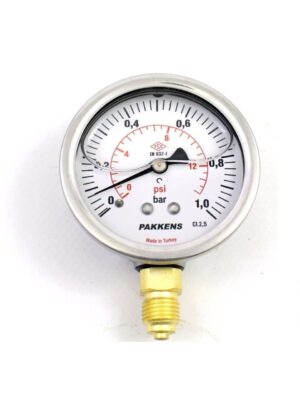 PAKKENS Alt Bağlantılı Gliserinli Manometre Ø100 mm 1 Bar