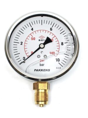 Pakkens Alt Bağlantılı Gliserinli Manometre Ø100 mm 10 Bar