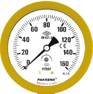 PAKKENS Arka Bağlantılı Kapsül Diyaframlı Manometre Ø100 mm 25 mbar