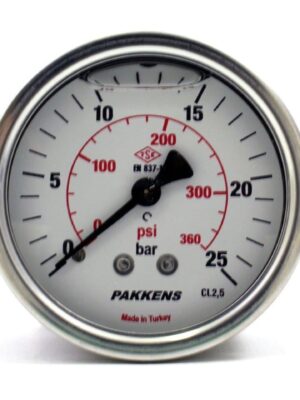 PAKKENS Arka Bağlantılı Gliserinli Manometre Ø100 mm 25 Bar