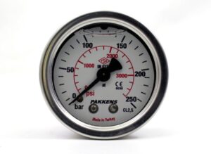 PAKKENS Arka Bağlantılı Gliserinli Manometre Ø100 mm 250 Bar 1/2''