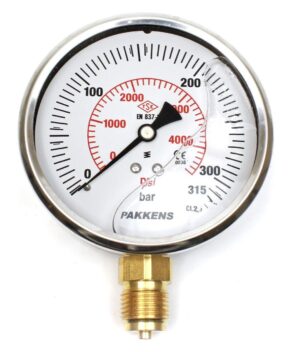 PAKKENS Alt Bağlantılı Gliserinli Manometre Ø100 mm 315 Bar 1/2''