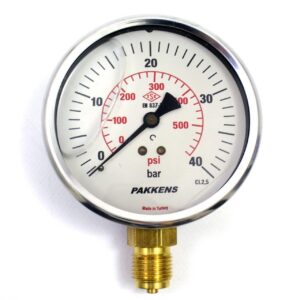 Pakkens Alt Bağlantılı Gliserinli Manometre Ø100 mm 40 Bar