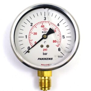 Pakkens Alt Bağlantılı Gliserinli Manometre Ø100 mm 6 Bar 1/2''