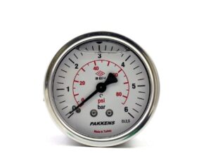 Pakkens Arka Bağlantılı Gliserinli Manometre Ø100 mm 6 Bar 1/2''