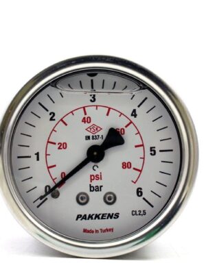 Pakkens Arka Bağlantılı Gliserinli Manometre Ø100 mm 6 Bar