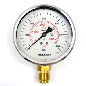 Pakkens Alt Bağlantılı Gliserinli Manometre Ø100 mm 600 Bar 1/2''