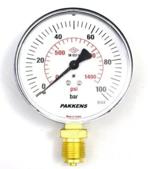 PAKKENS Alt Bağlantılı Manometre Ø63 mm 100 Bar