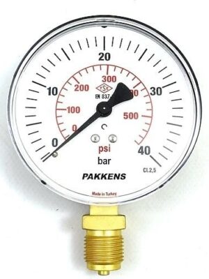 PAKKENS Alt Bağlantılı Manometre Ø100 mm 40 Bar