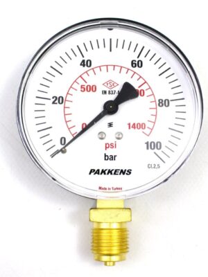 PAKKENS Alt Bağlantılı Manometre Ø100 mm 100 Bar