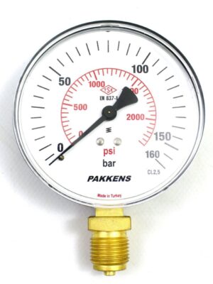 PAKKENS Alt Bağlantılı Manometre Ø100 mm 160 Bar
