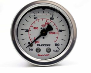 PAKKENS Gliserinli Manometre Arka Bağlantılı Ø100 mm 400 Bar 1/2''