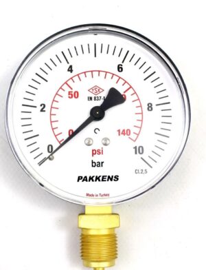 PAKKENS Alt Bağlantılı Manometre Ø100 mm 0-10 Bar