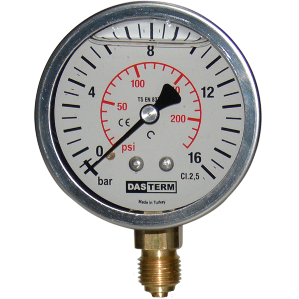 DASTERM Gliserinli Alttan Çıkışlı Manometre Ø100 16 Bar 1/2'' Kl 2,5
