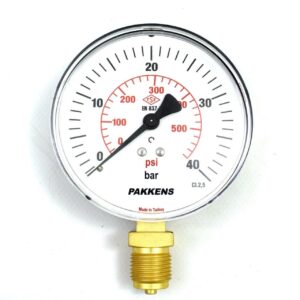 PAKKENS Alt Bağlantılı Kuru Tip Manometre Ø160 mm 40 Bar 1/2''