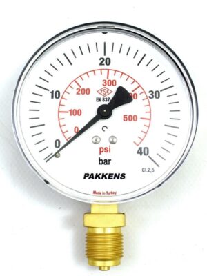 PAKKENS Alt Bağlantılı Kuru Tip Manometre Ø160 mm 40 Bar