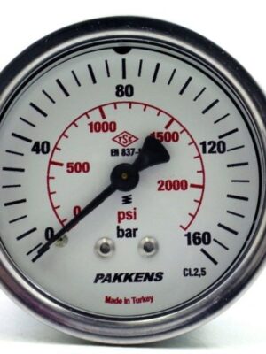 PAKKENS Arka Bağlantılı Kuru Tip Manometre Ø63 mm 160 Bar