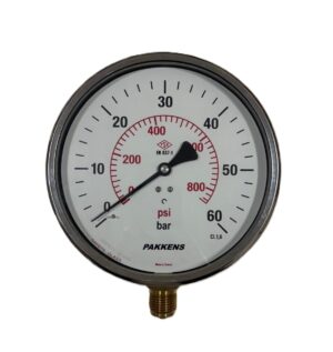 PAKKENS Alt Bağlantılı Manometre Ø160mm 60 Bar