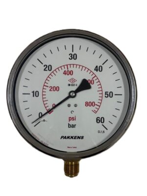PAKKENS Alt Bağlantılı Manometre Ø160mm 60 Bar
