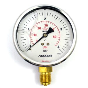 Pakkens Alt Bağlantılı Gliserinli Manometre Ø160 mm 4 Bar 1/2'' CL 1,6