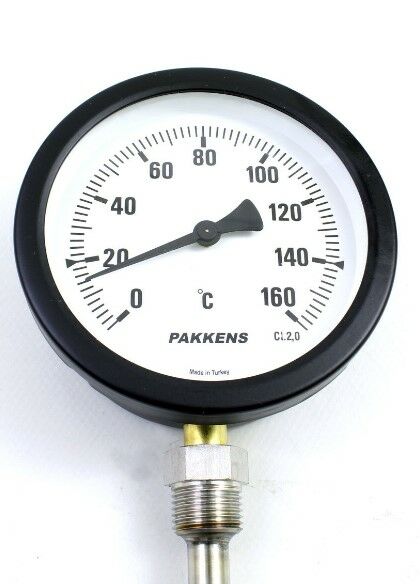 PAKKENS Alt Bağlantılı Termometre Ø100mm 160°C 30cm 1/2''