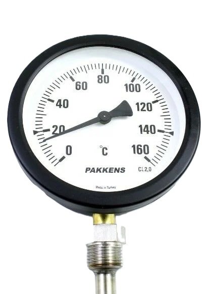 PAKKENS Alt Bağlantılı Termometre Ø100mm 160°C 40cm