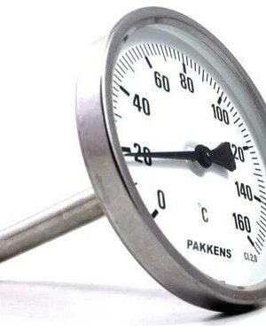 Pakkens Arka Bağlantılı Bi-Metal Termometre Ø100 160°C 25cm KL2,0