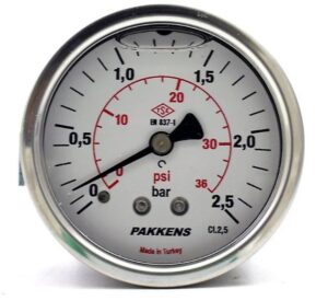 PAKKENS Arka Bağlantılı Gliserinli Manometre Ø50 mm 2,5 Bar