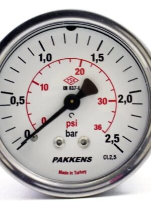 PAKKENS Arka Bağlantılı Manometre Ø40 mm 2,5 Bar