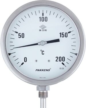 PAKKENS Alt Bağlantılı Termometre Ø100 mm 200°C CL 2,0