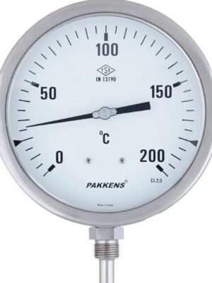 PAKKENS Alt Bağlantılı Termometre Ø100mm 200°C 1/2 25cm