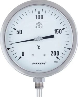 PAKKENS Alt Bağlantılı Termometre Ø100mm 200°C 40cm