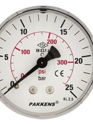 PAKKENS Arka Bağlantılı Manometre Ø63 mm 25 Bar