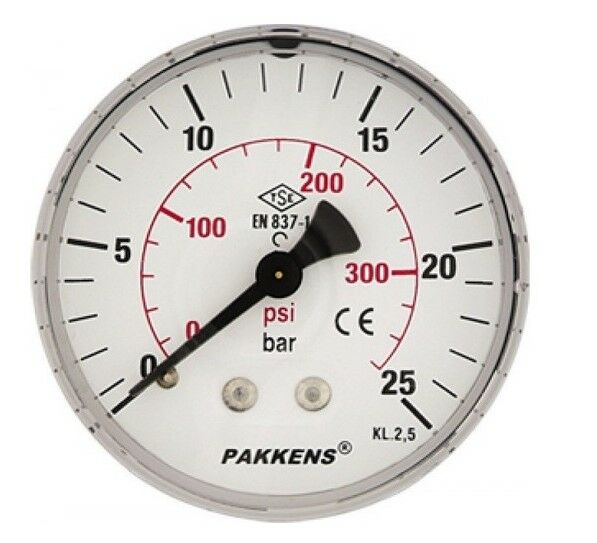 PAKKENS Arka Bağlantılı Manometre Ø63 mm 25 Bar