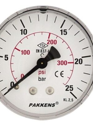 PAKKENS Arka Bağlantılı Manometre Ø100mm 25 Bar