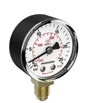 PAKKENS Alt Bağlantılı Manometre Ø40mm 25 Bar