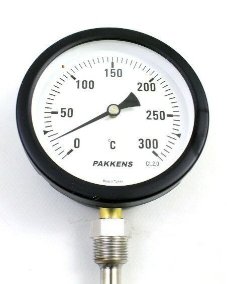 PAKKENS Alt Bağlantılı Termometre Ø100mm 300°C 15cm 1/2'' CL 2,0