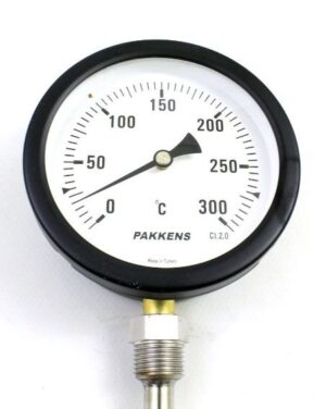 Pakkens Alt Bağlantılı Termometre Ø100mm 300°C 25cm 1/2'' CL 2,0