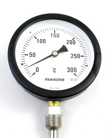 PAKKENS Alt Bağlantılı Termometre Ø100mm 300°C