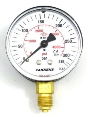 PAKKENS Alt Bağlantılı Manometre Ø63 mm 315 Bar