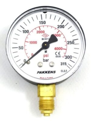 PAKKENS Alt Bağlantılı Manometre Ø63 mm 315 Bar